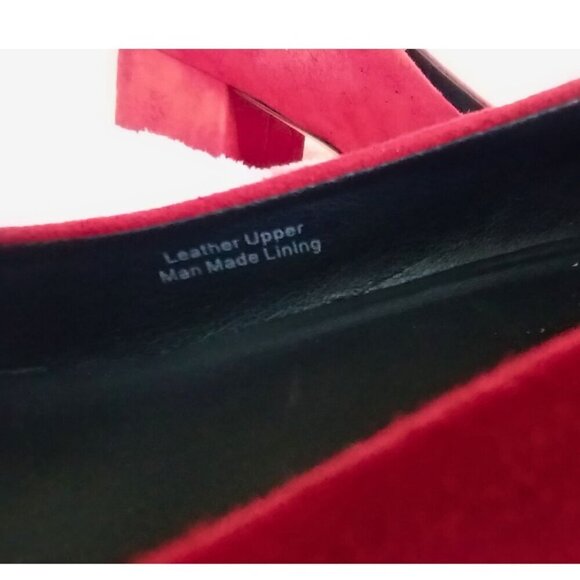 Via Spiga Suede Block Heel Pump Pointed Toe Shoe Red (Size 9.5 M / 39.5) - Picture 7 of 9